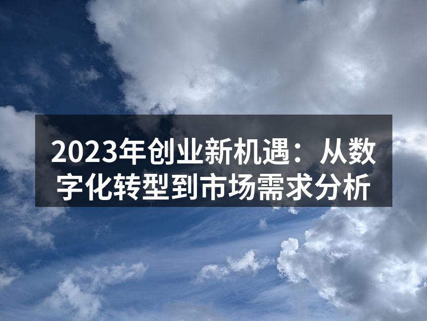 2023年创业新机遇：从数字化转型到市场需求分析